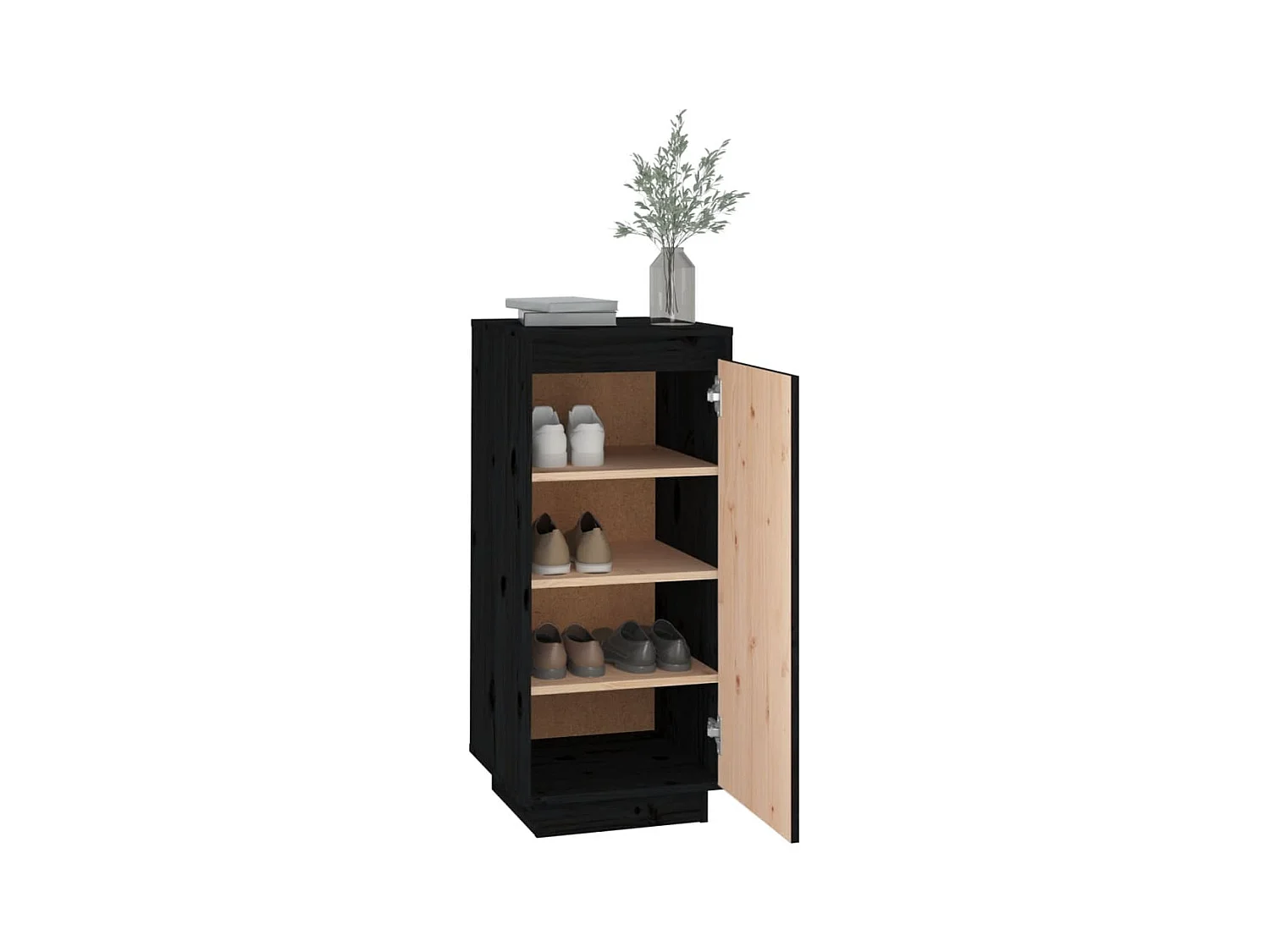 Armoire à chaussures Noir 35x35x80 cm Bois de pin massif