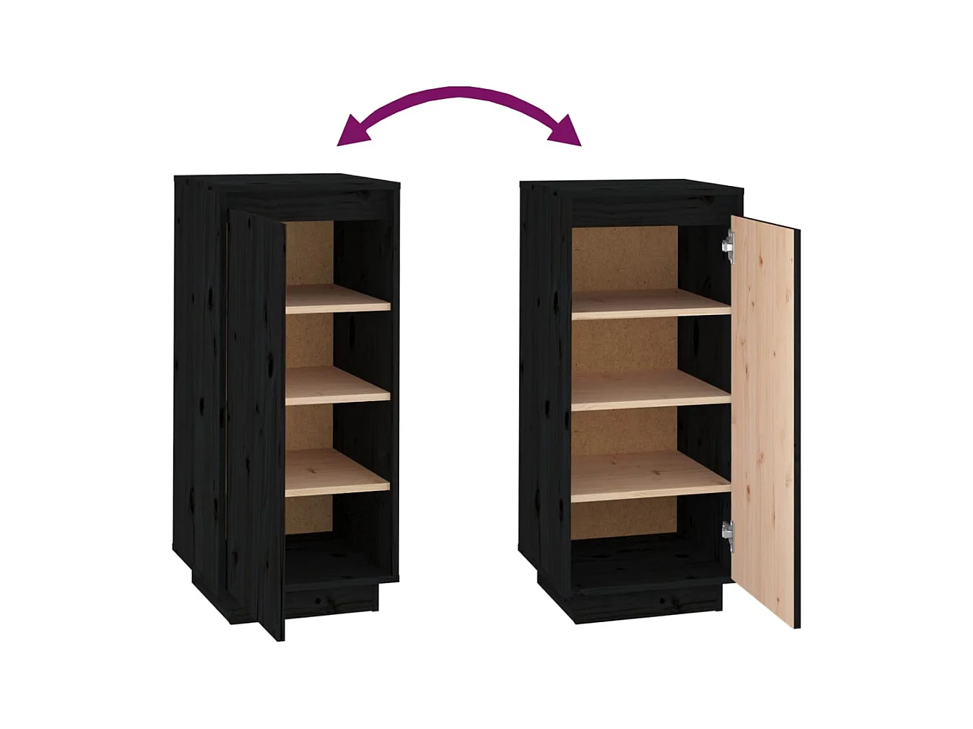 Armoire à chaussures Noir 35x35x80 cm Bois de pin massif