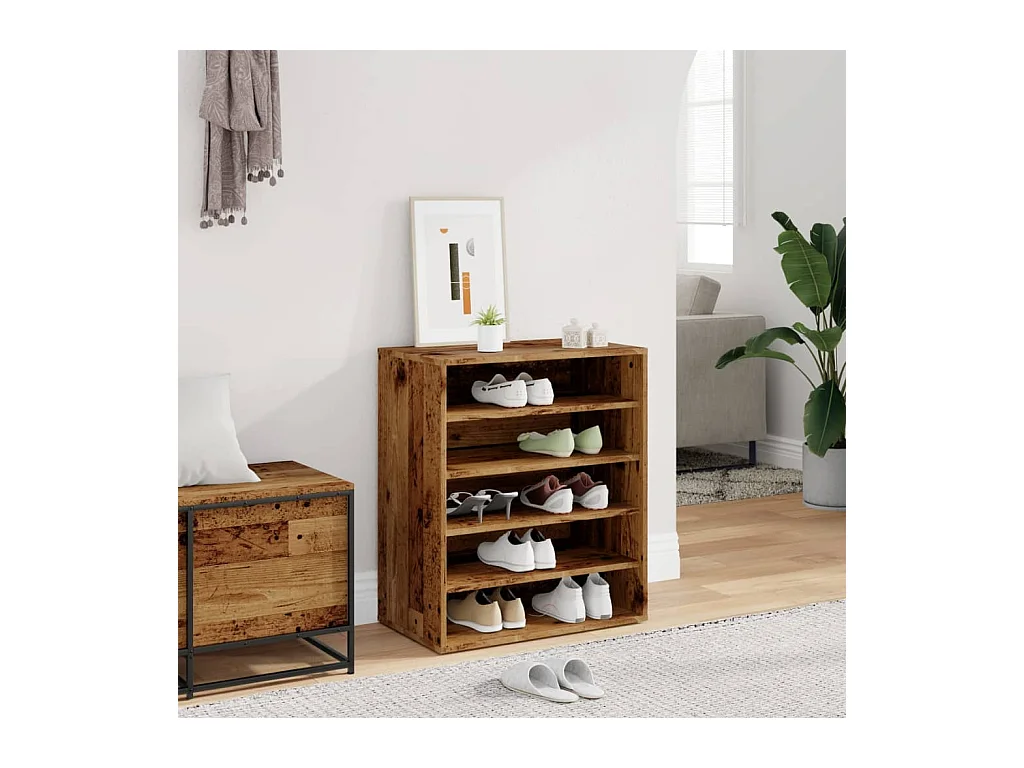 Armoire à chaussures vieux bois 60x35x70 cm bois d'ingénierie