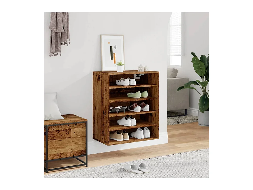 Armoire à chaussures vieux bois 60x35x70 cm bois d'ingénierie