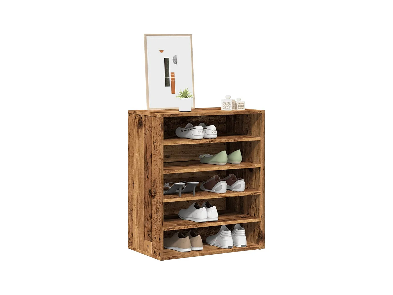 Armoire à chaussures vieux bois 60x35x70 cm bois d'ingénierie