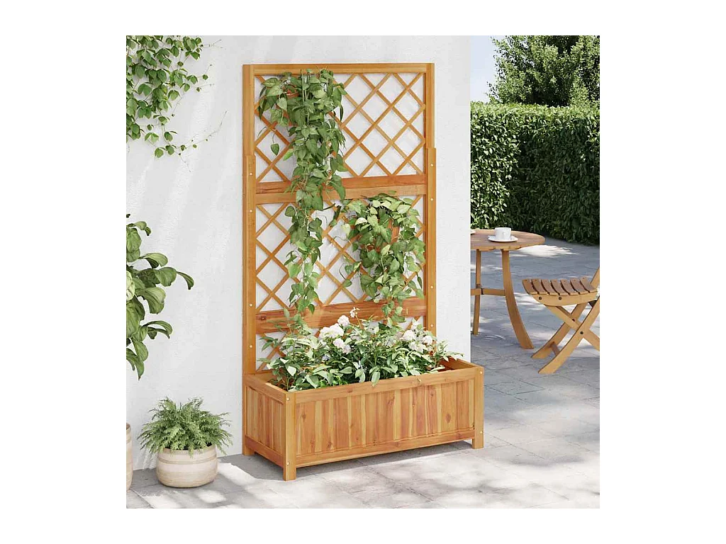 Verhoogd bed met trellis 85x38x150 cm Massief acaciahout