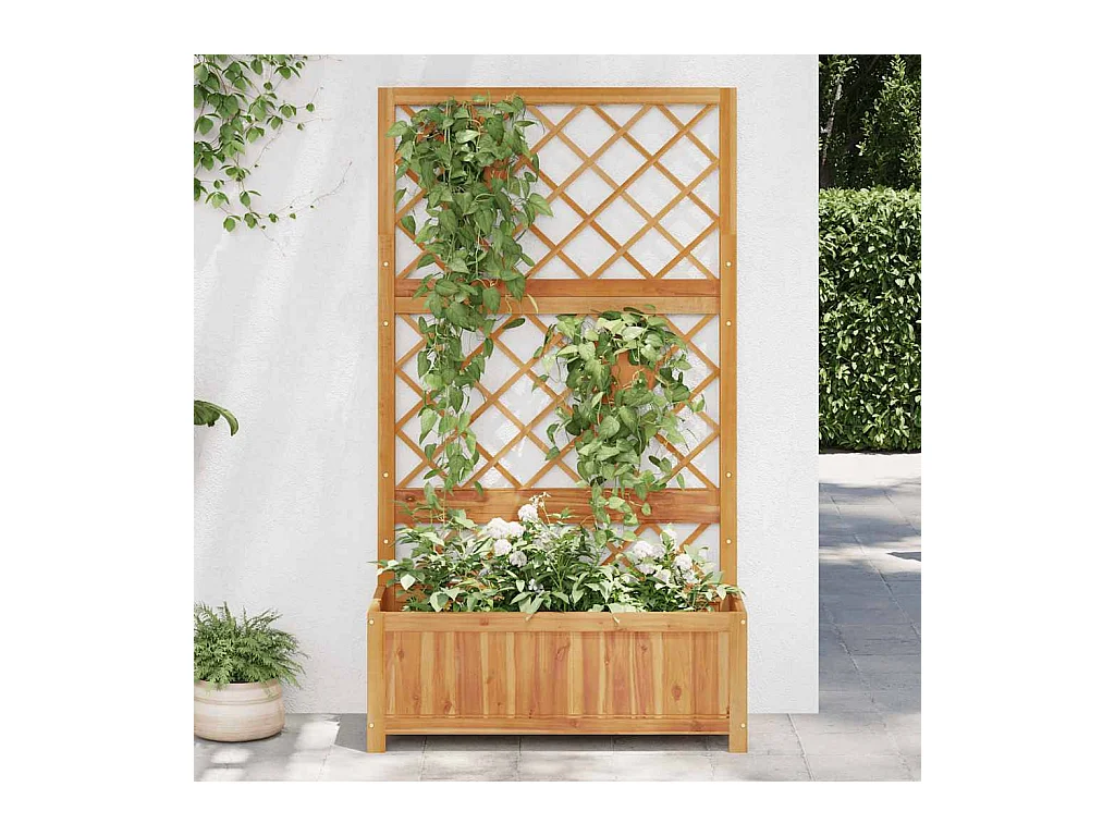 Verhoogd bed met trellis 85x38x150 cm Massief acaciahout