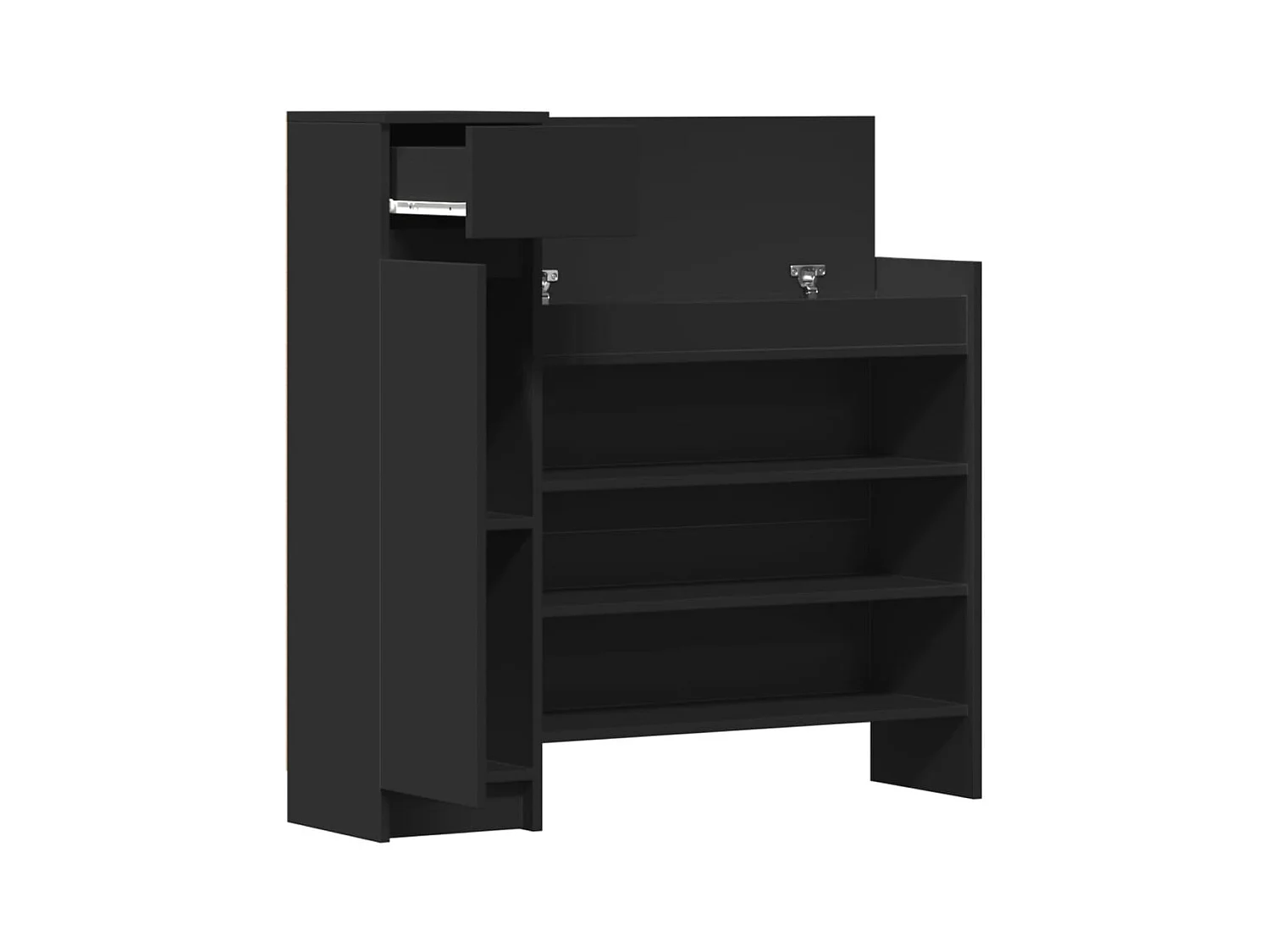 Zwarte schoenenkast 100,5x28x100 cm bewerkt hout