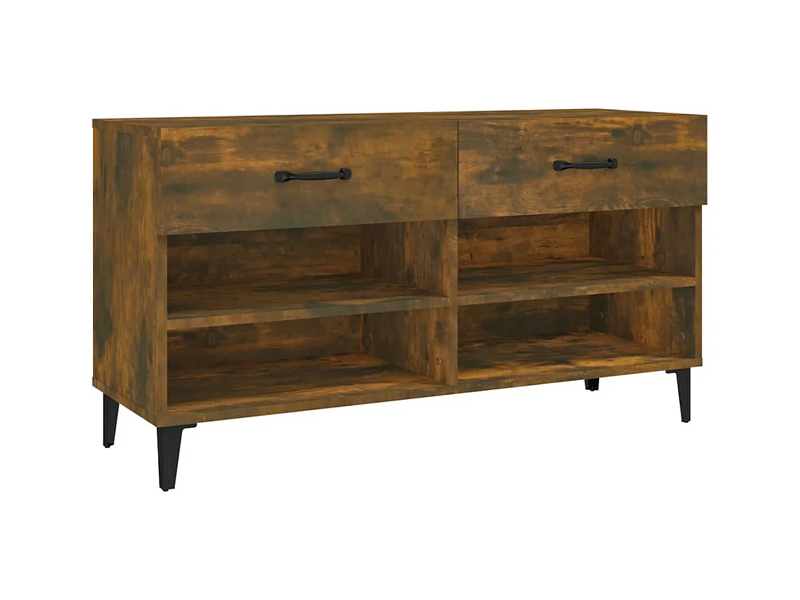 Meuble à chaussures Chêne fumé 102x35x55 cm Bois d'ingénierie