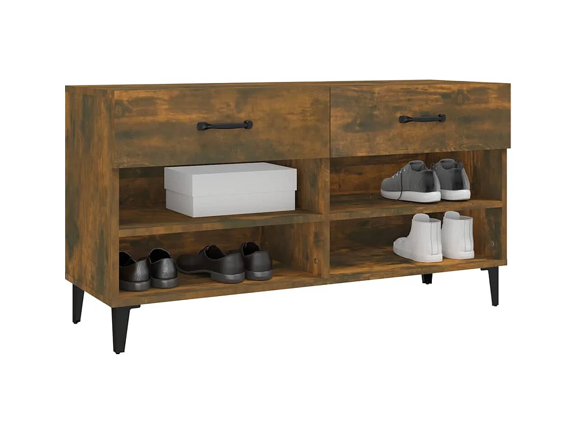 Meuble à chaussures Chêne fumé 102x35x55 cm Bois d'ingénierie