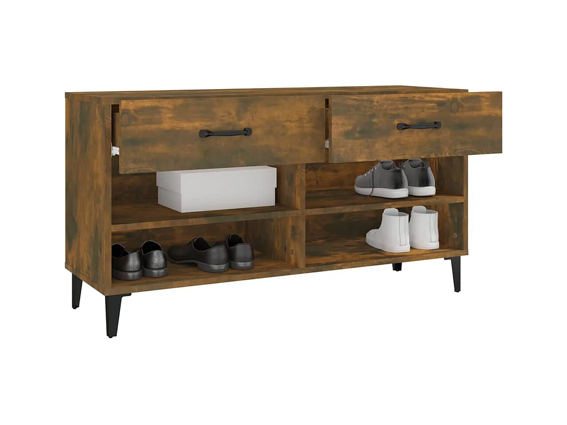 Meuble à chaussures Chêne fumé 102x35x55 cm Bois d'ingénierie