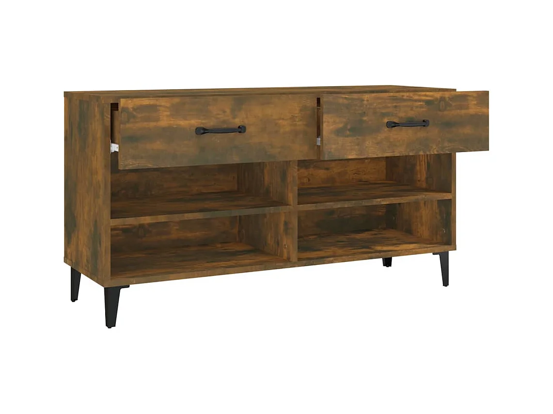 Meuble à chaussures Chêne fumé 102x35x55 cm Bois d'ingénierie