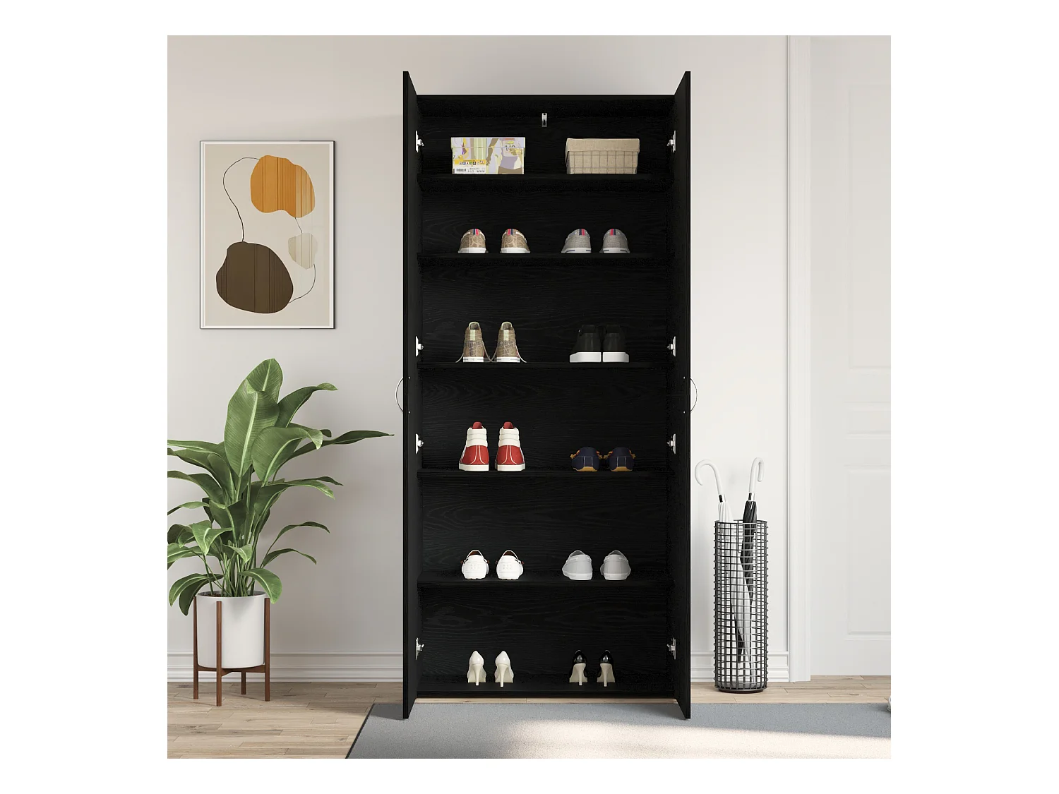 Cabinet à chaussures Noir Chêne 80x35,5x180 cm Bois d'ingénierie