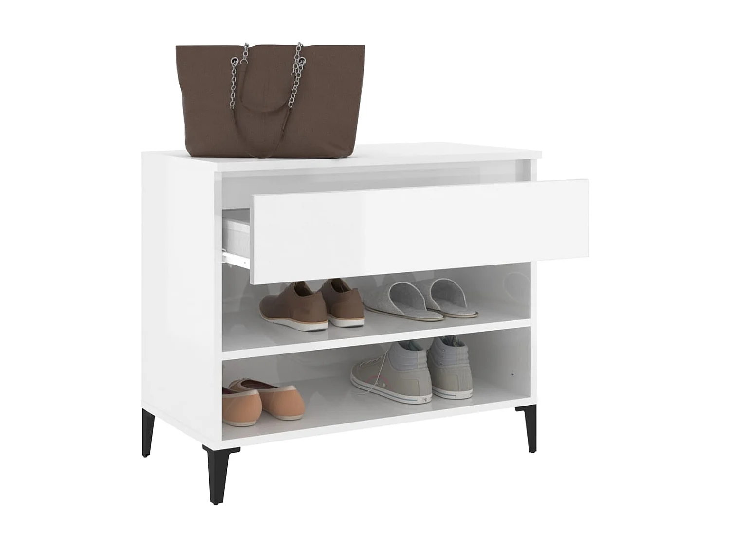 Armoire à chaussure Blanc brillant 70x36x60 cm Bois ingénierie