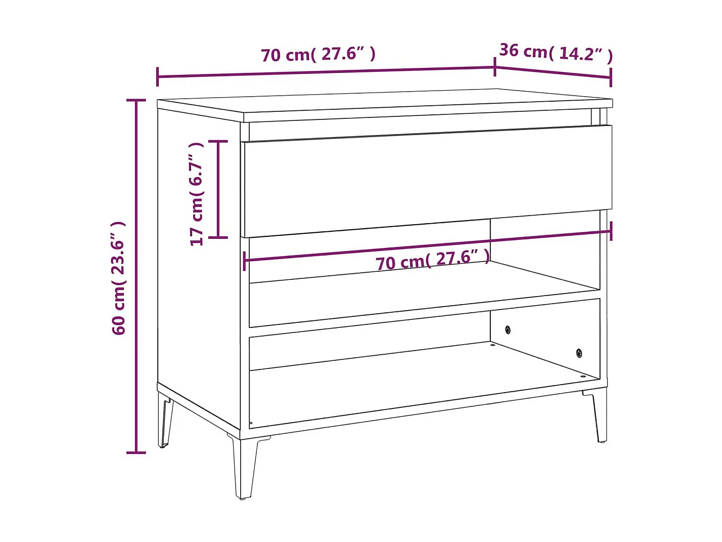 Armoire à chaussure Blanc brillant 70x36x60 cm Bois ingénierie