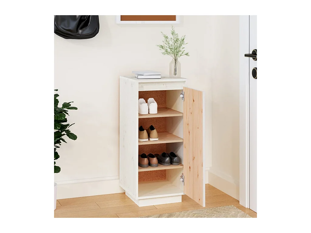 Armoire à chaussures Blanc 35x35x80 cm Bois de pin massif