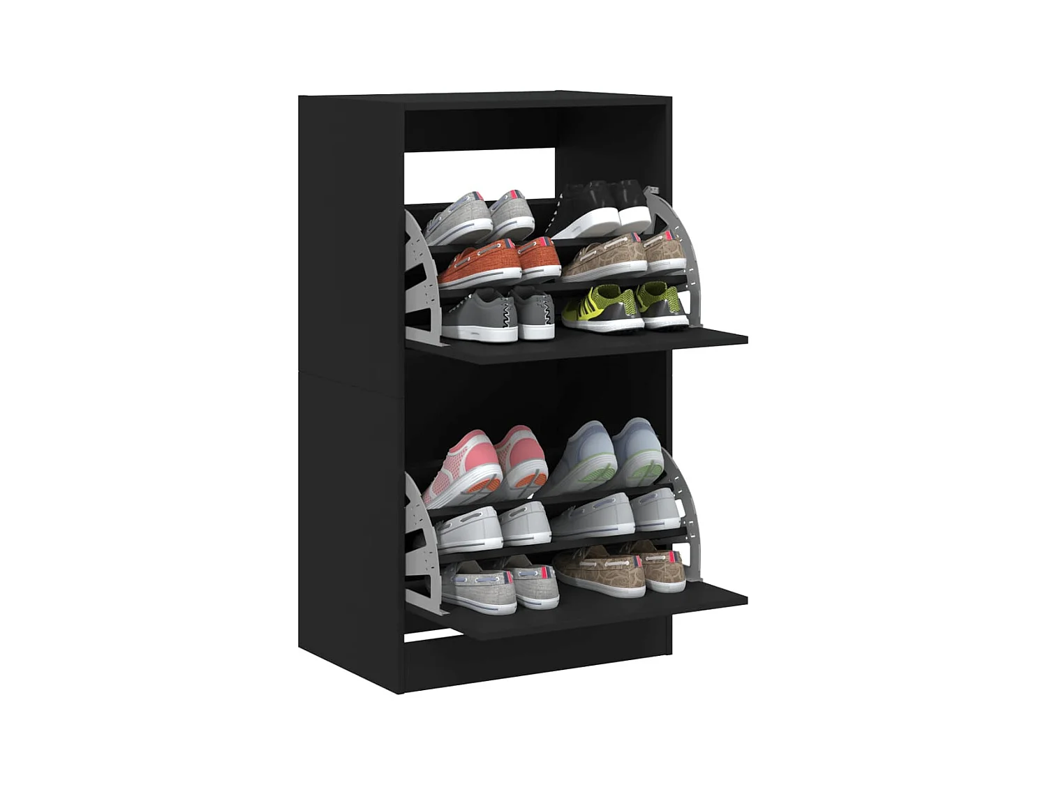 Armoire à chaussures 2 tiroirs rabattables noir 60x42x108 cm