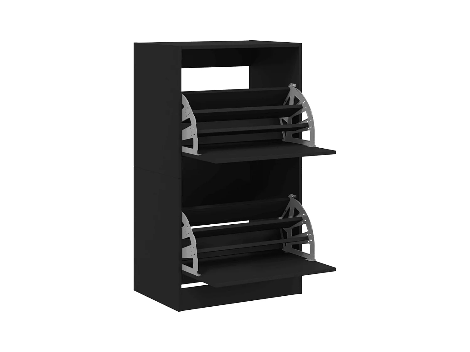 Armoire à chaussures 2 tiroirs rabattables noir 60x42x108 cm