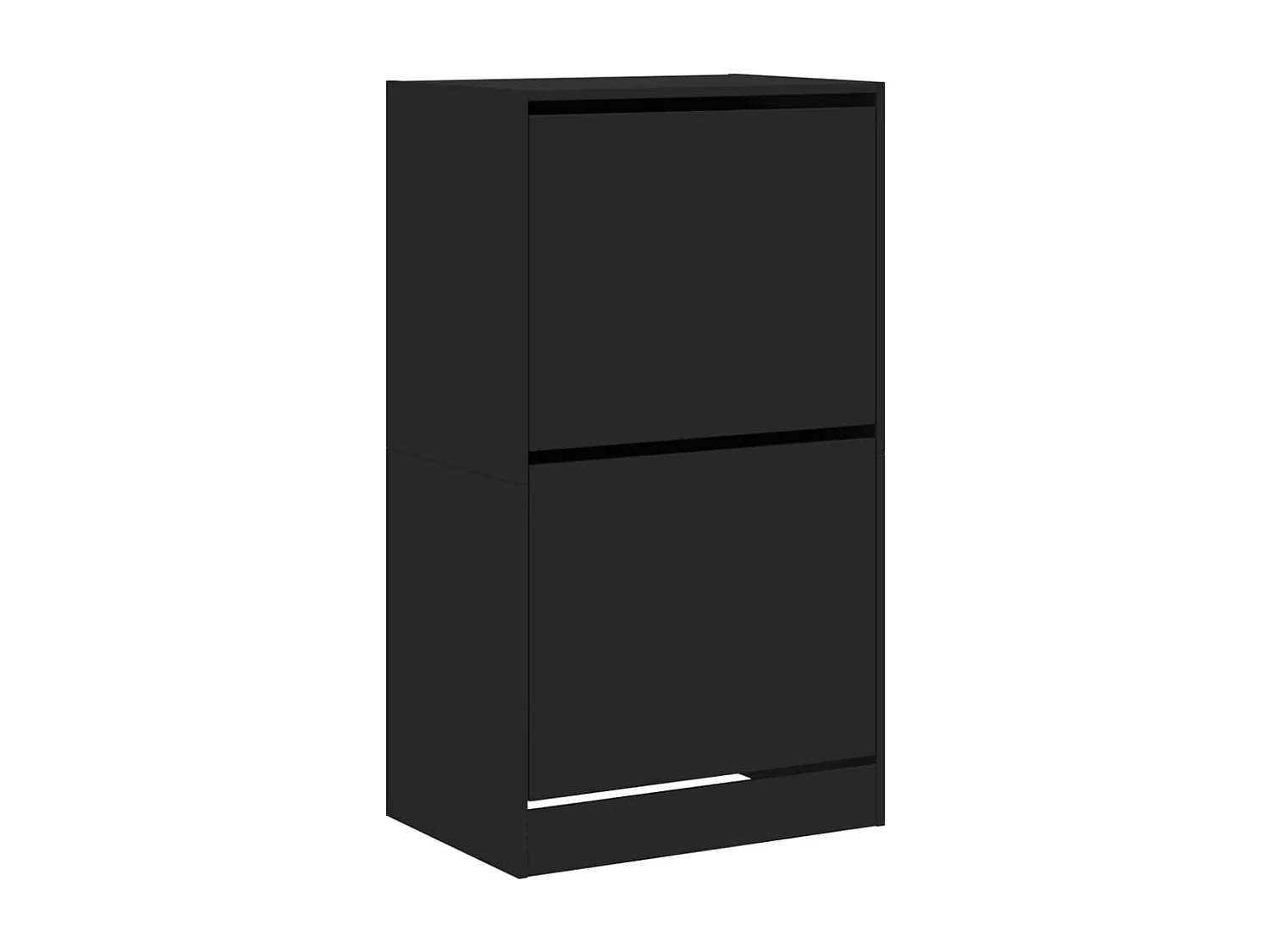 Schuhschrank mit 2 Klappschubladen, schwarz, 60x42x108 cm