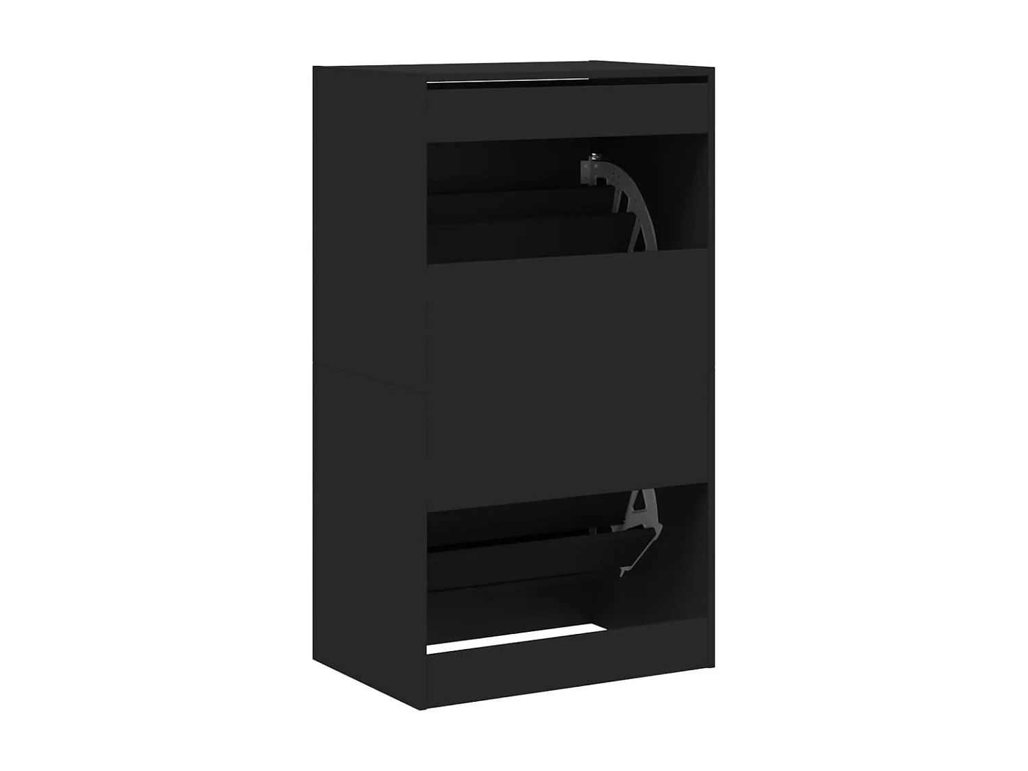 Schuhschrank mit 2 Klappschubladen, schwarz, 60x42x108 cm