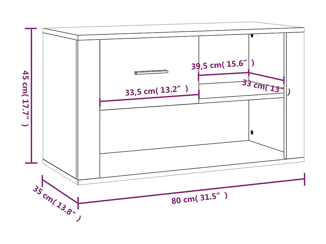 Armoire à chaussures Noir 80x35x45 cm Bois d'ingénierie