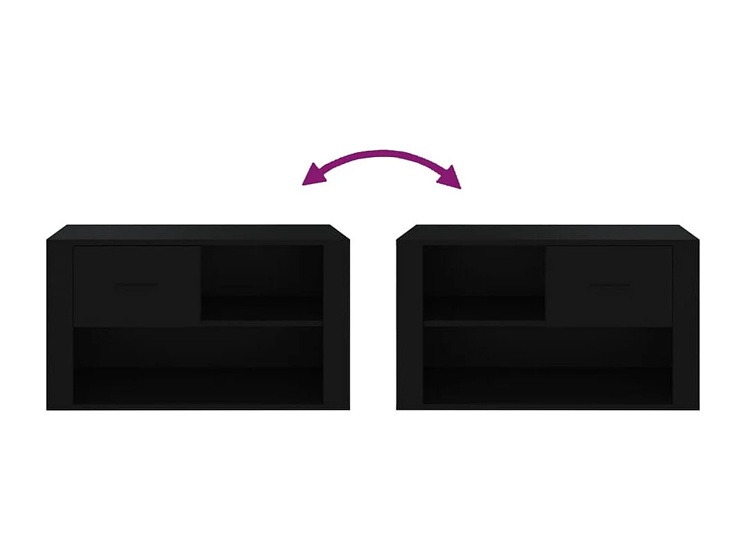 Zapatero negro 80x35x45 cm Madera contrachapada