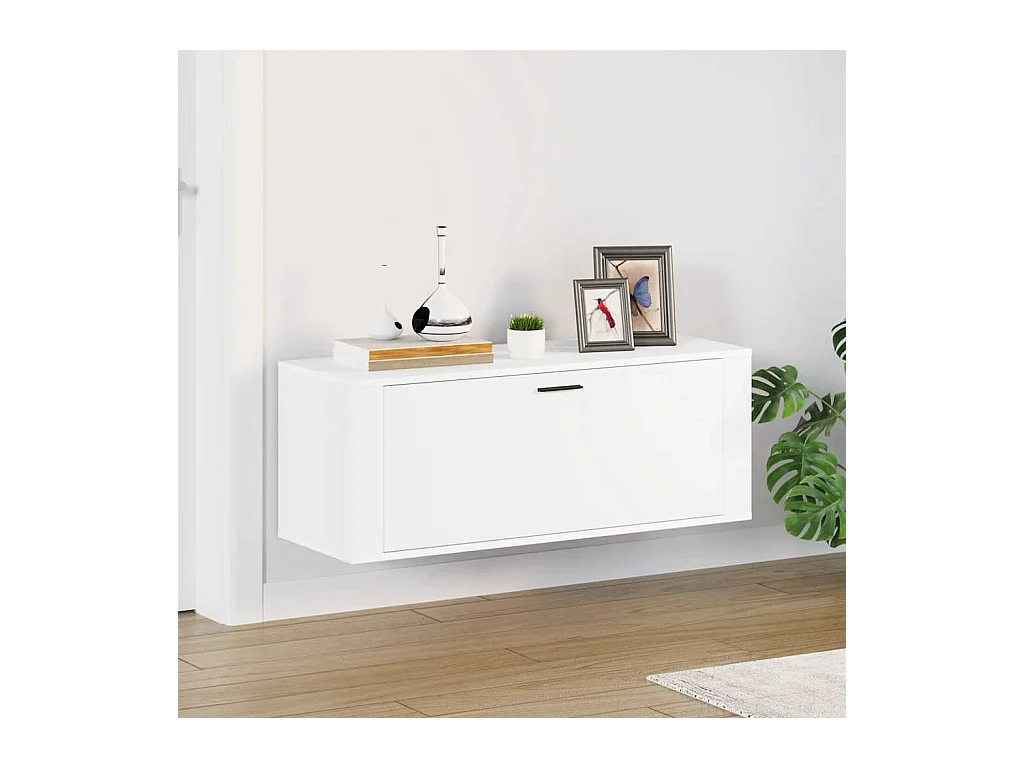 Armoire à chaussures murale Blanc 100x35x38cm Bois d'ingénierie