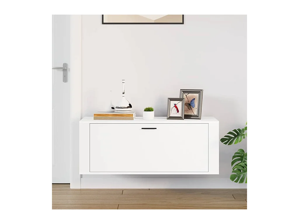 Armoire à chaussures murale Blanc 100x35x38cm Bois d'ingénierie