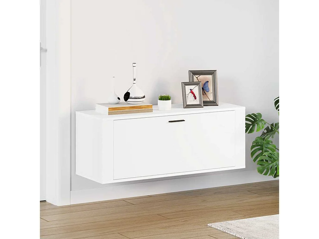 Wandmontierter Schuhschrank Weiß 100x35x38cm Holzwerkstoff
