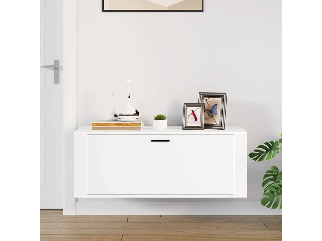 Wandmontierter Schuhschrank Weiß 100x35x38cm Holzwerkstoff