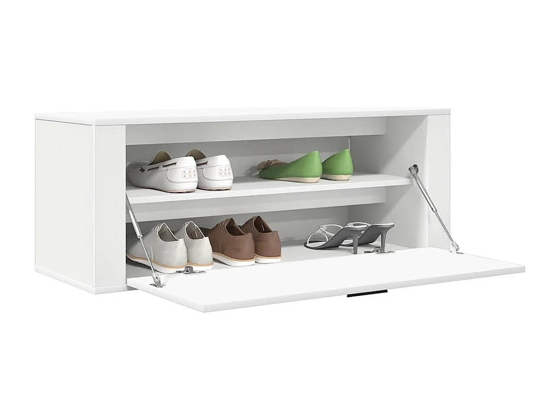 Wandmontierter Schuhschrank Weiß 100x35x38cm Holzwerkstoff