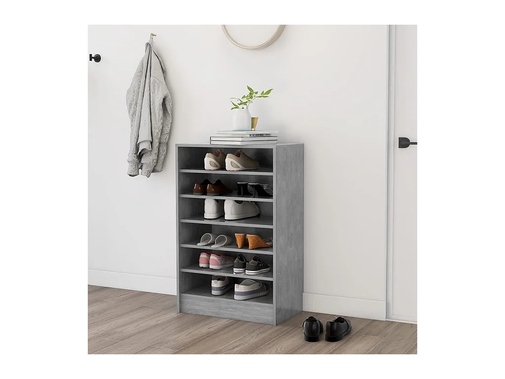 Zapatero gris hormigón 60x35x92 cm Madera de ingeniería