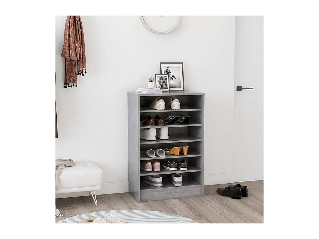 Zapatero gris hormigón 60x35x92 cm Madera de ingeniería