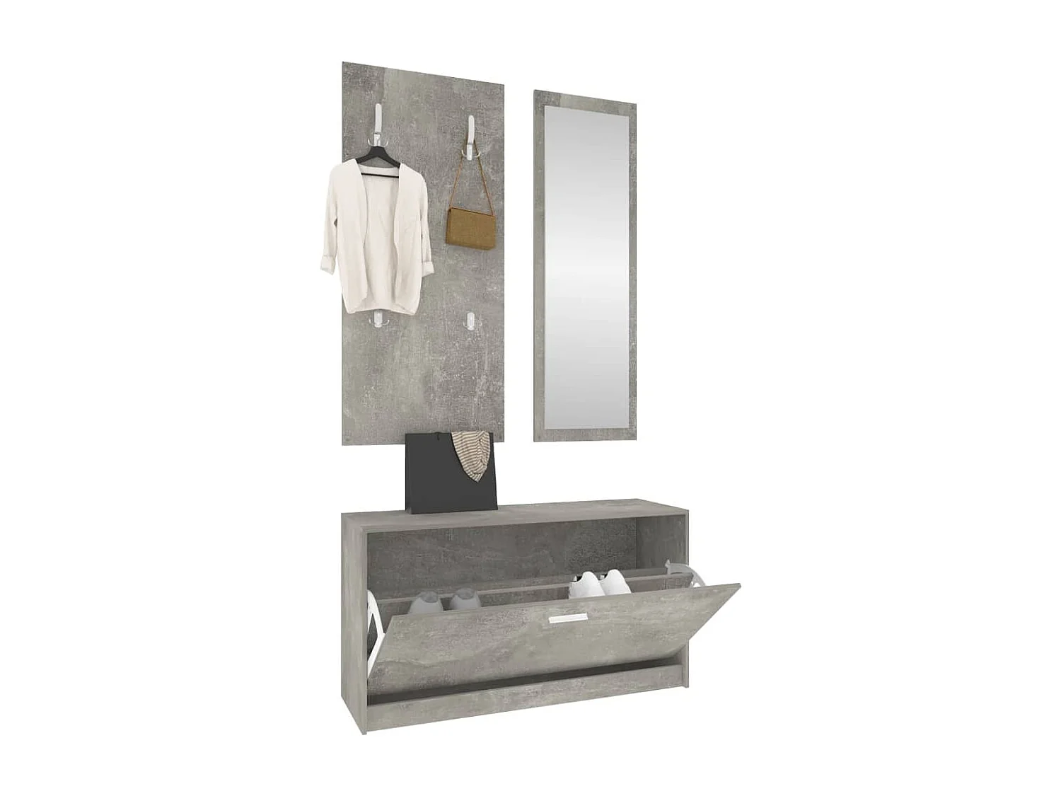 3-in-1 schoenenkastset betongrijs