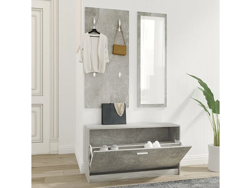 3-in-1 schoenenkastset betongrijs