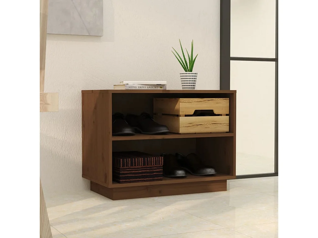 Armoire à chaussures Marron miel 60x34x45 cm Bois de pin massif