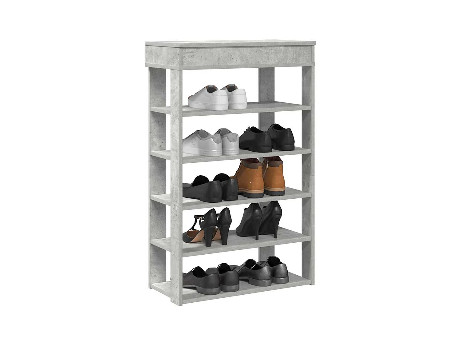 Betongrijs schoenenrek 60x30x98 cm bewerkt hout