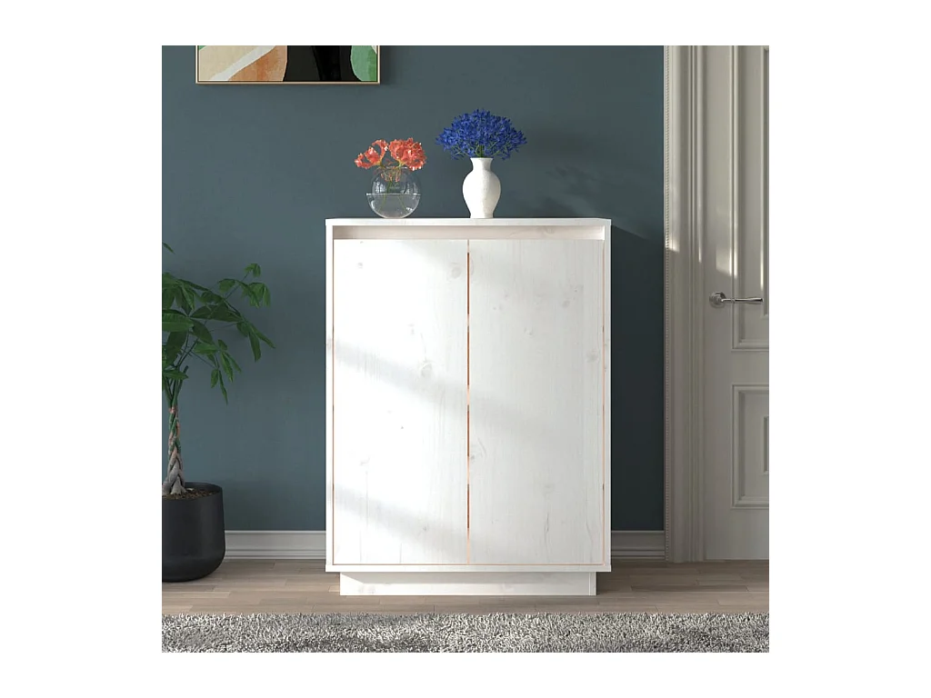 Armoire à chaussures Blanc 60x35x80 cm Bois de pin massif