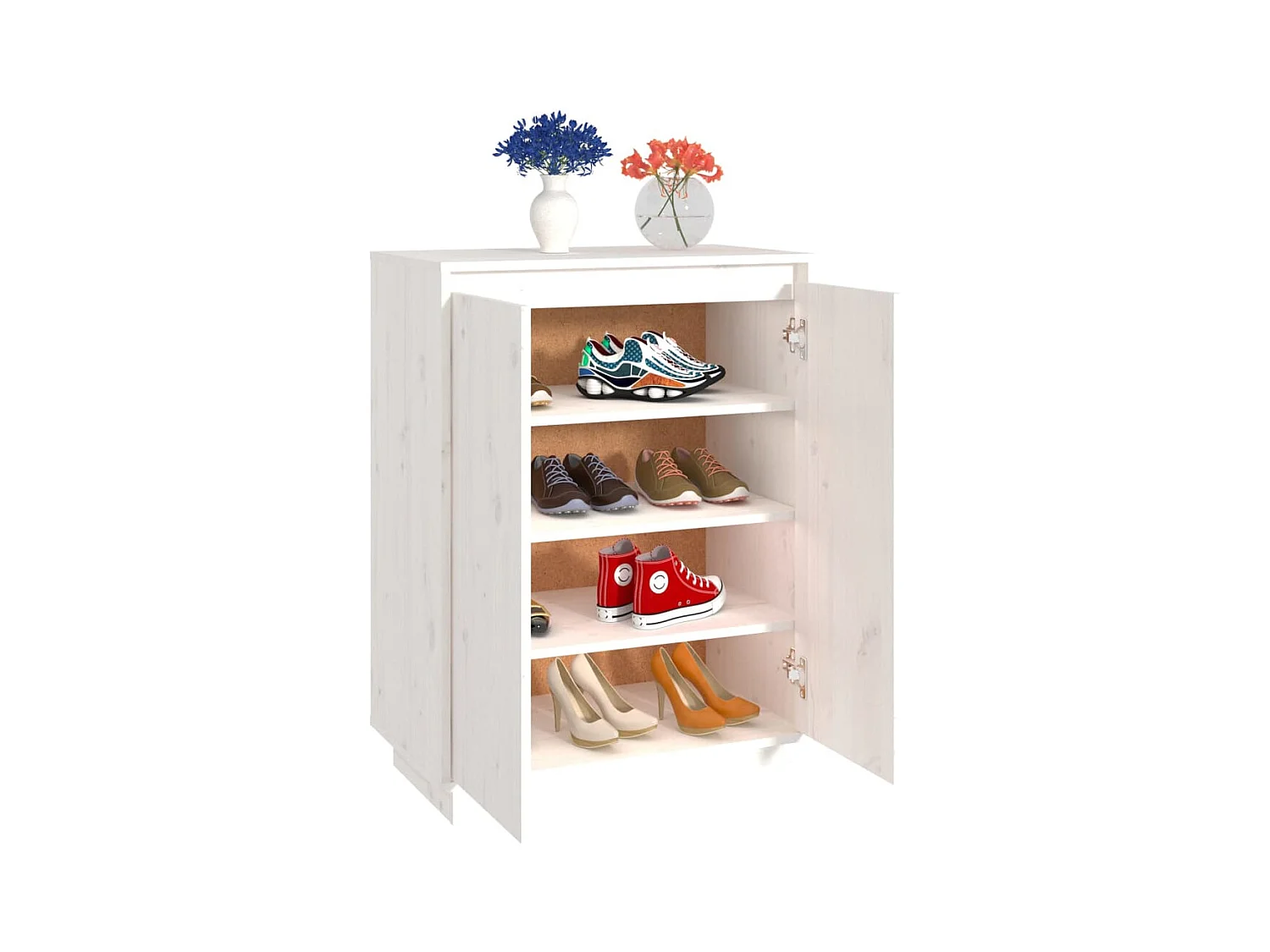 Armoire à chaussures Blanc 60x35x80 cm Bois de pin massif