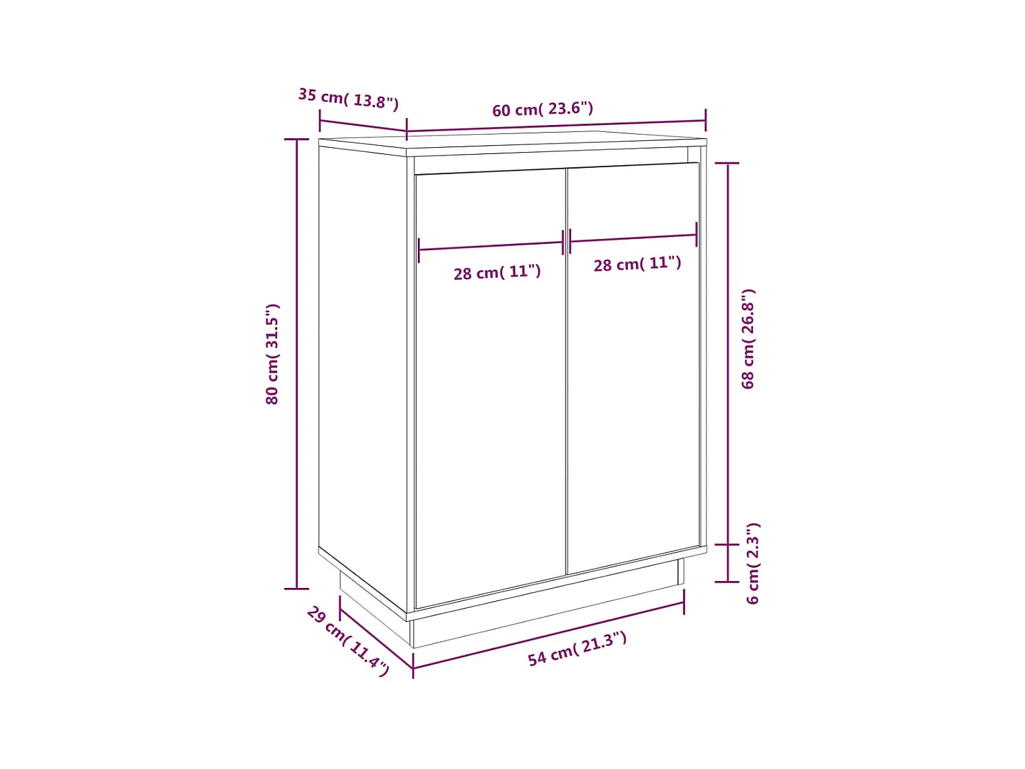 Armoire à chaussures Blanc 60x35x80 cm Bois de pin massif