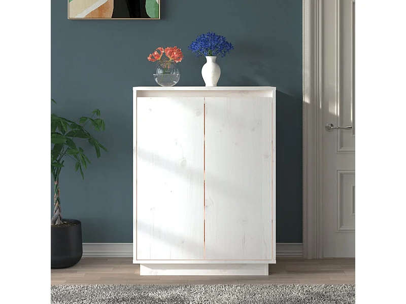 Scarpiera bianca 60x35x80 cm Legno massello di pino