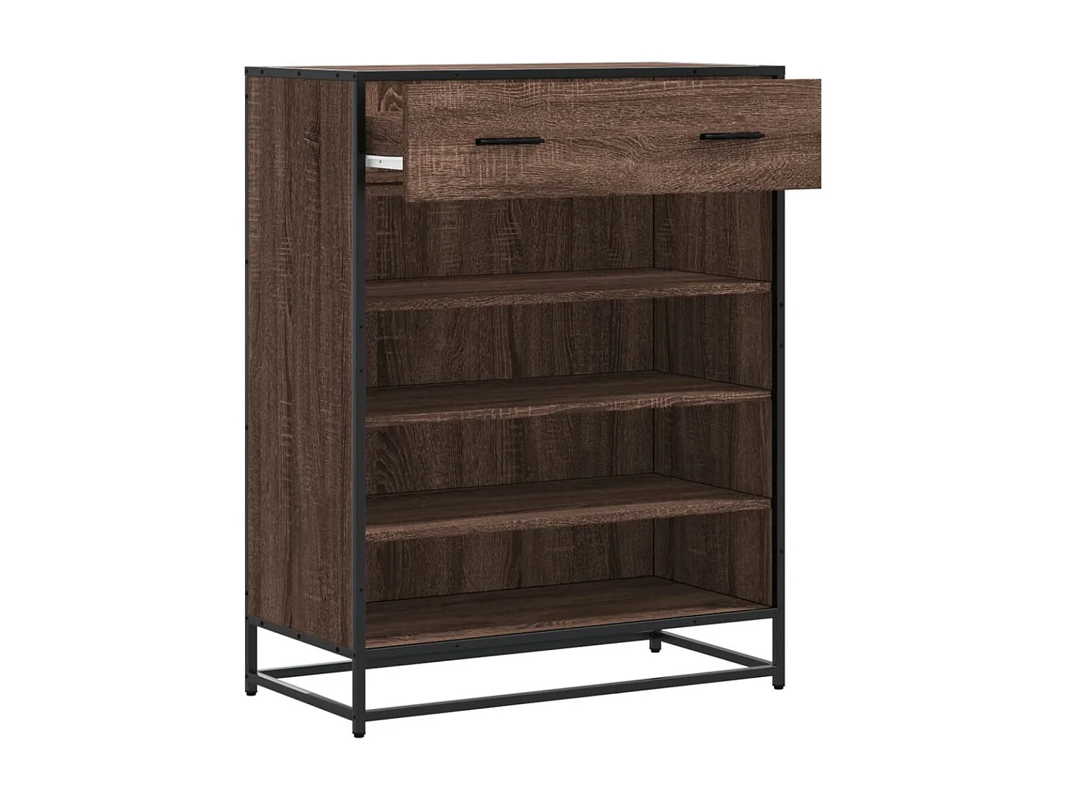 Scarpiera in rovere marrone realizzata in legno ingegnerizzato e metallo