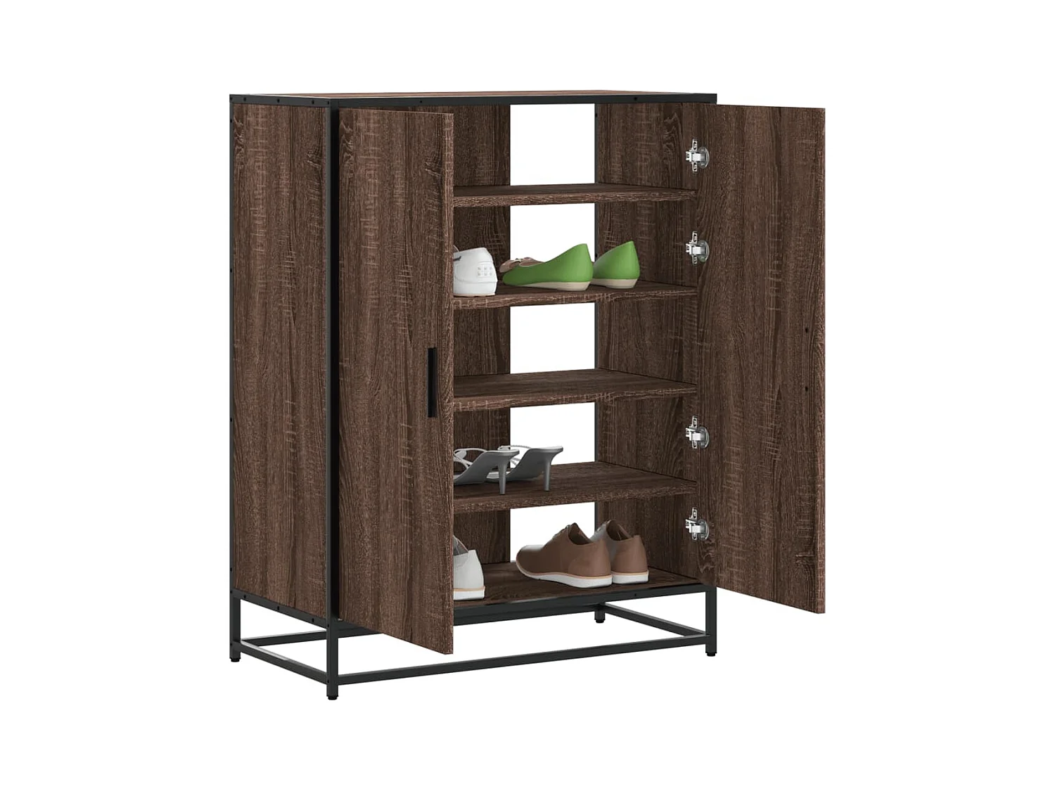 Meuble à chaussures chêne marron bois d'ingénierie et métal
