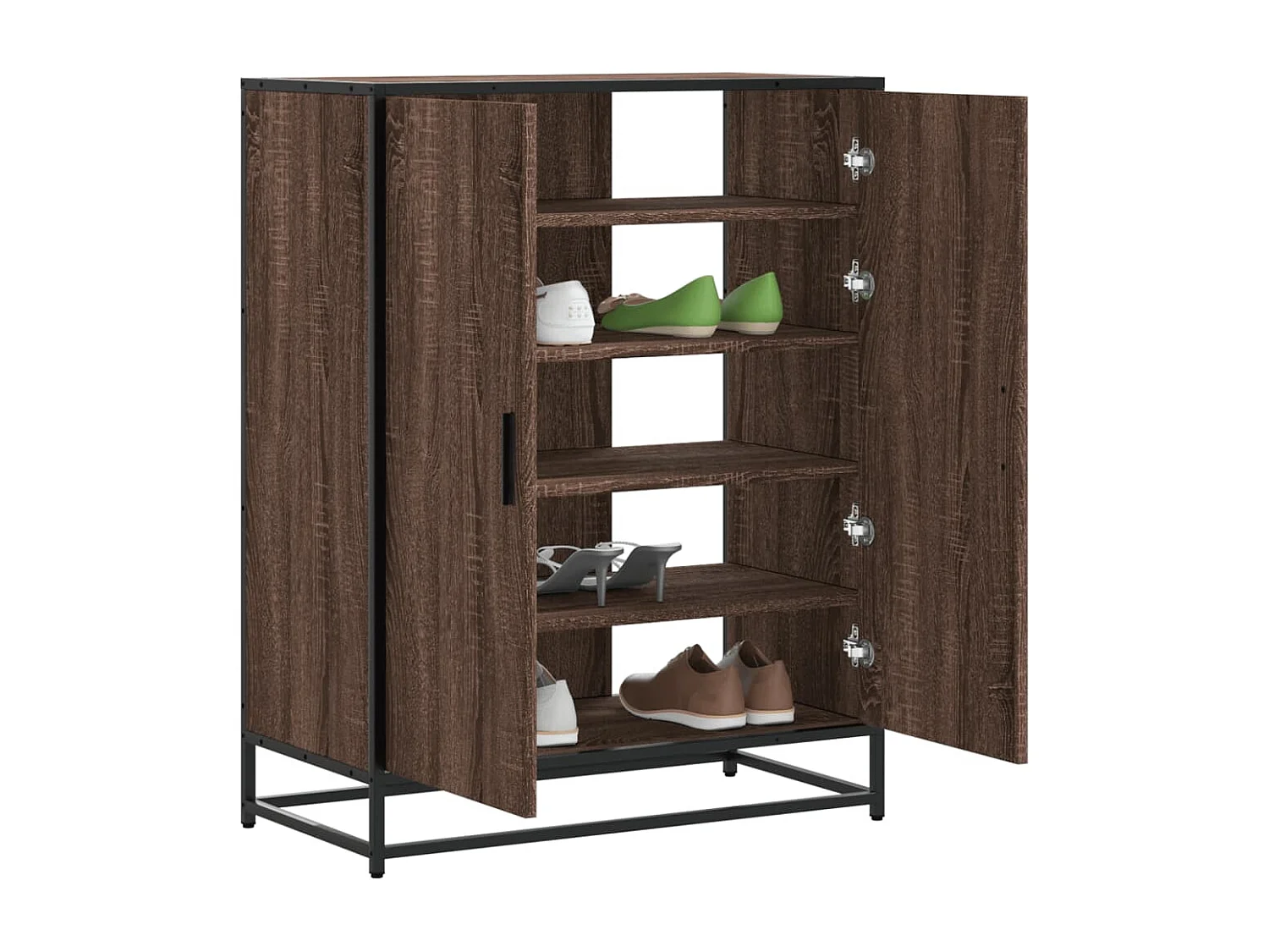 Meuble à chaussures chêne marron bois d'ingénierie et métal