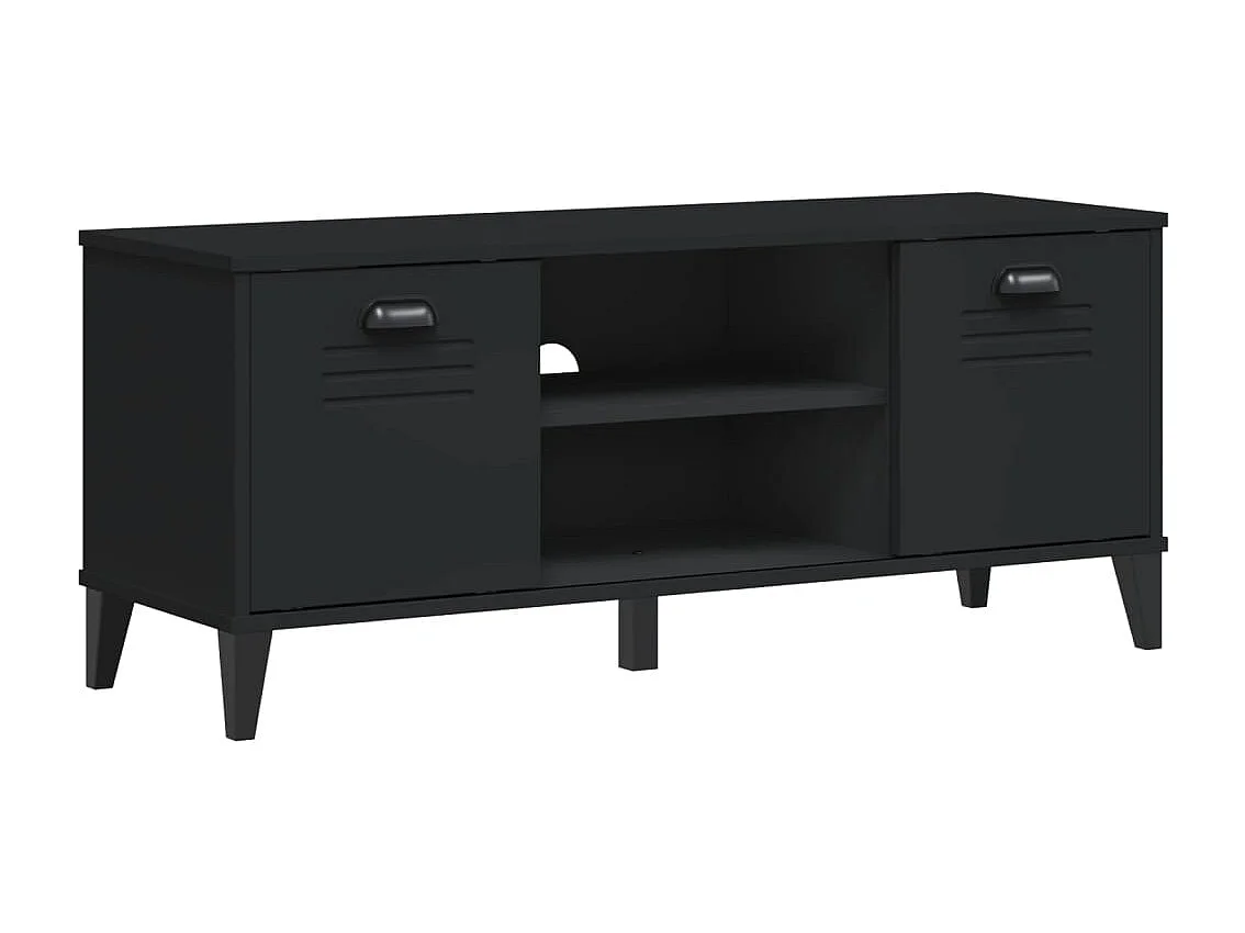 Banco zapatero negro 106x35x45 cm madera maciza de pino