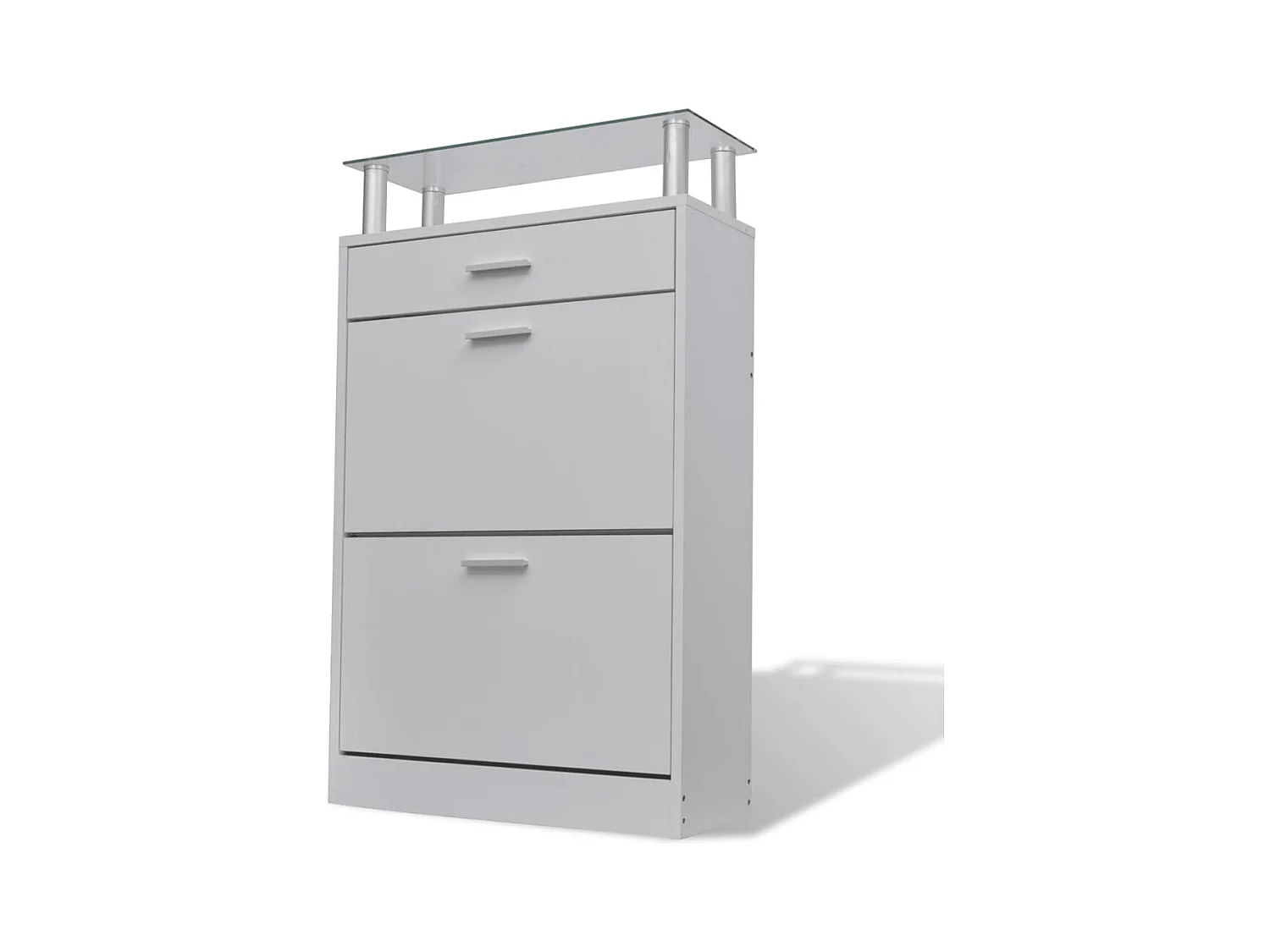 Meuble à chaussures avec tiroir et plateau en verre Bois Blanc