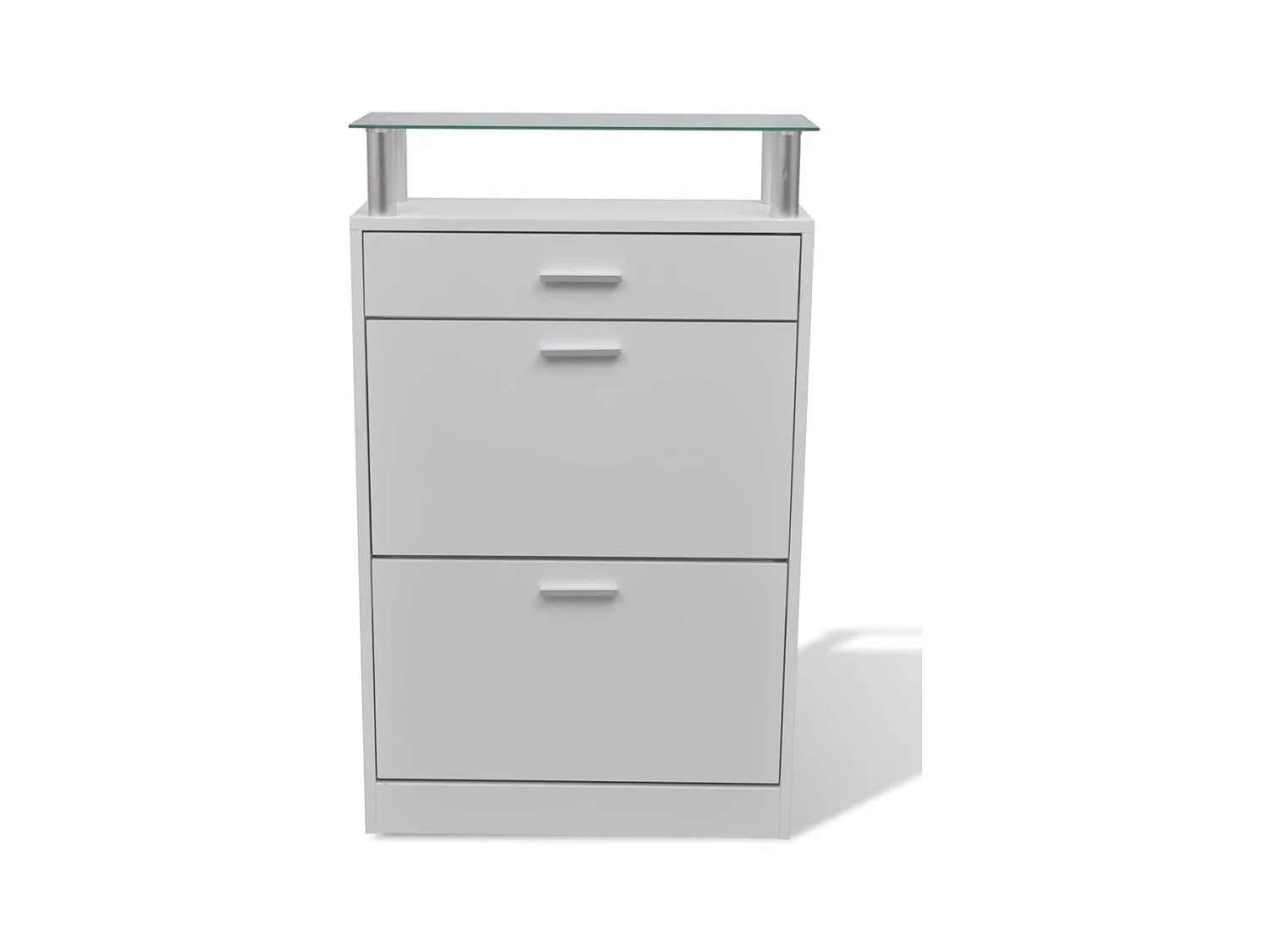 Meuble à chaussures avec tiroir et plateau en verre Bois Blanc