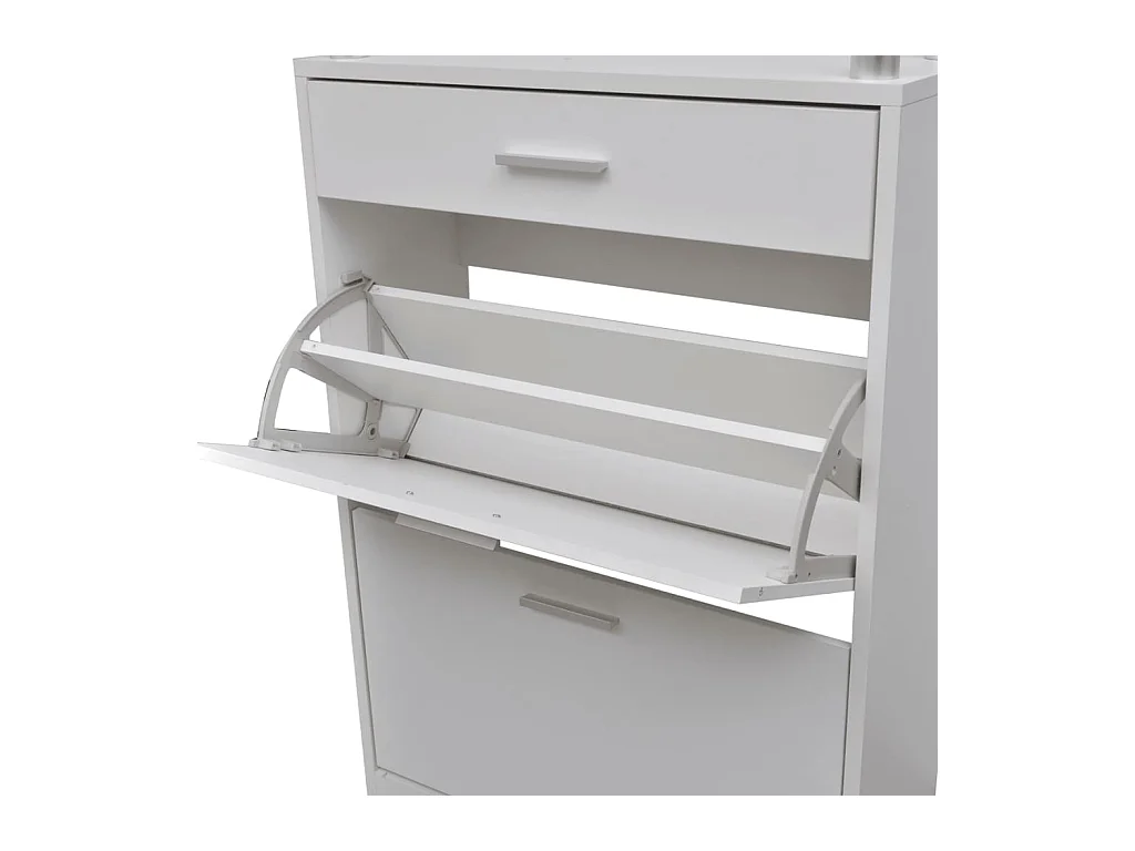 Meuble à chaussures avec tiroir et plateau en verre Bois Blanc