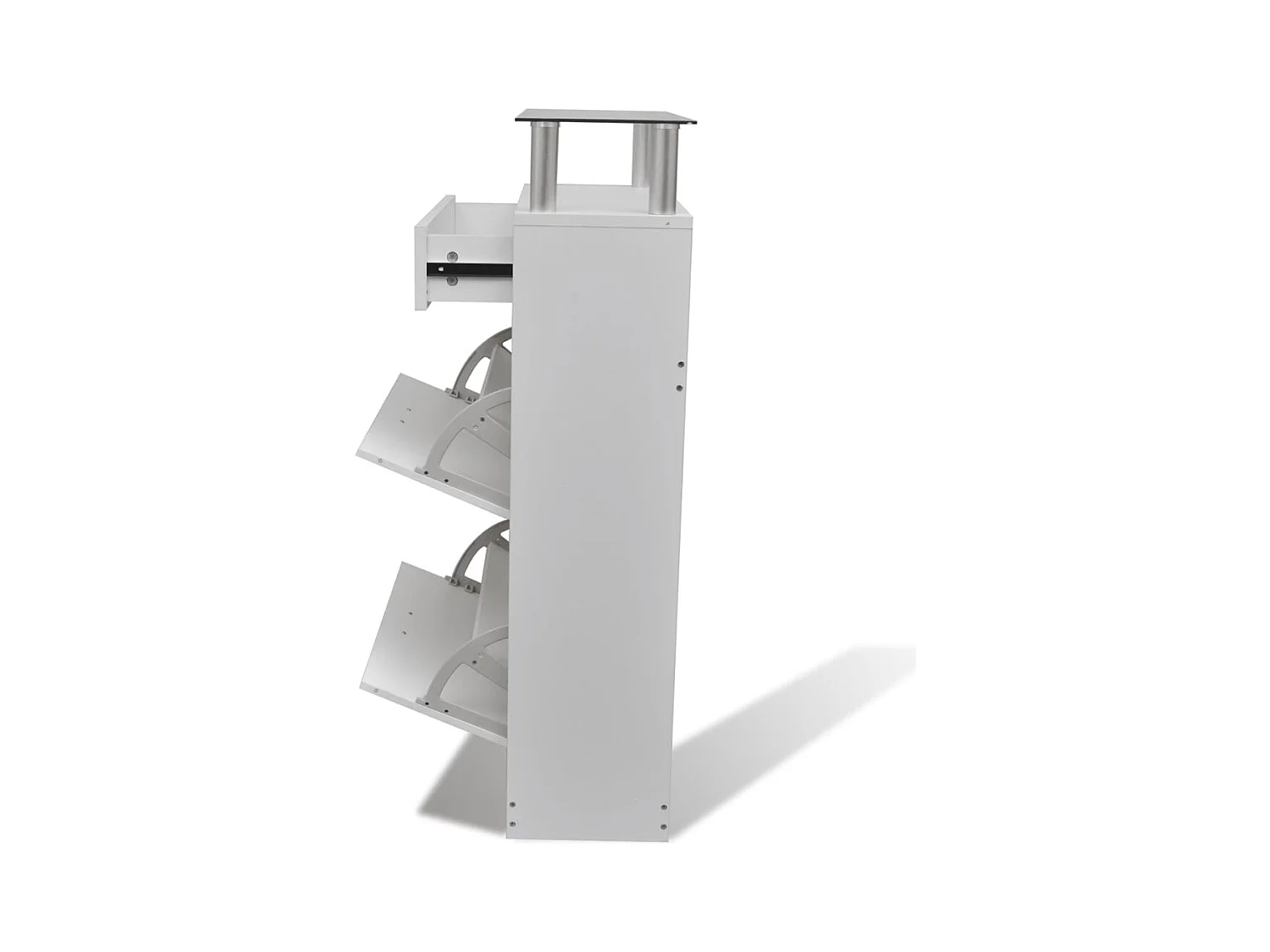 Meuble à chaussures avec tiroir et plateau en verre Bois Blanc