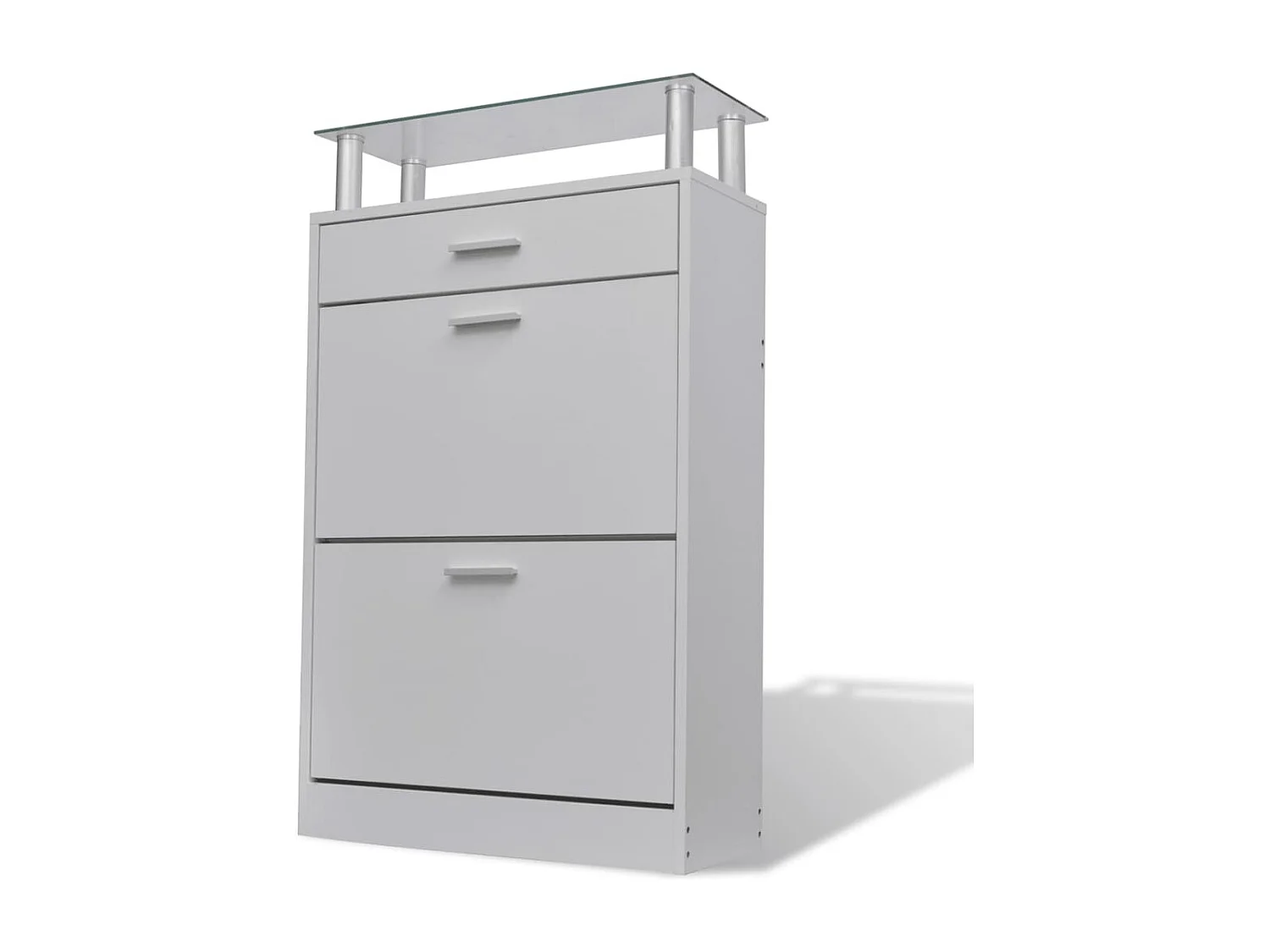 Meuble à chaussures avec tiroir et plateau en verre Bois Blanc