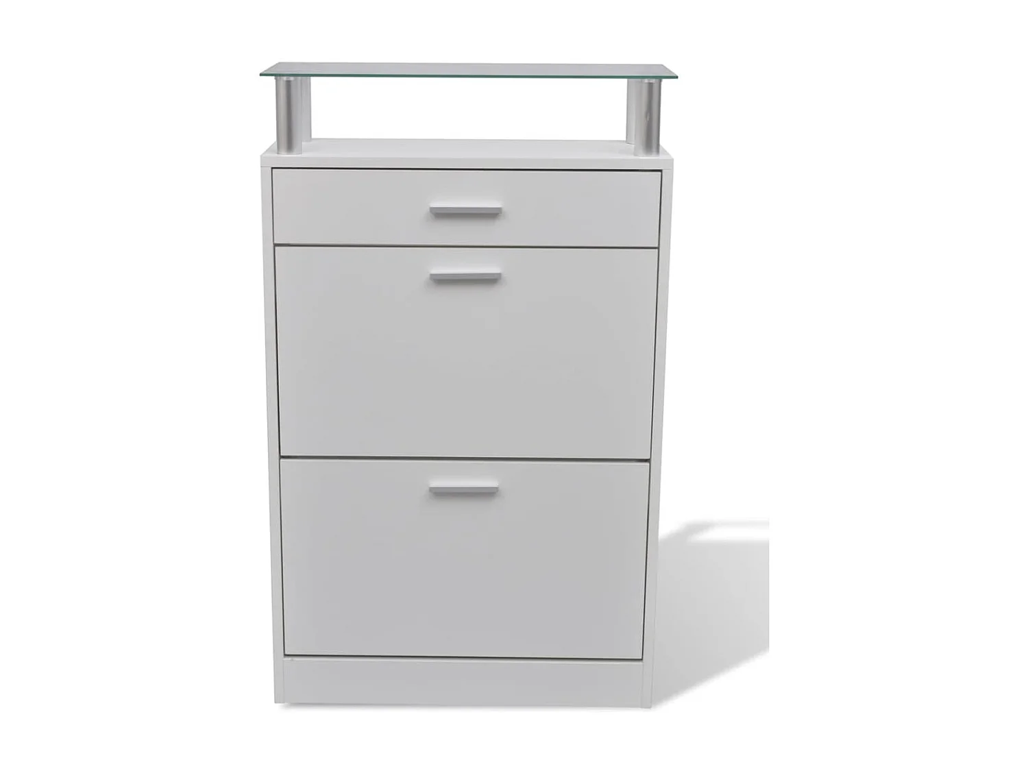 Meuble à chaussures avec tiroir et plateau en verre Bois Blanc