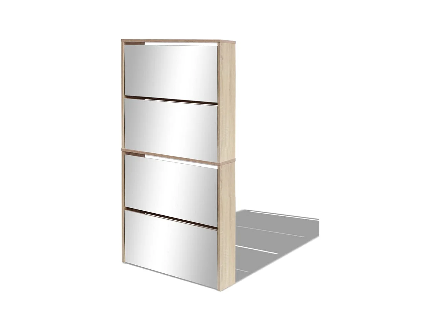 Meuble à chaussures 4 étagères avec miroir 63x17x134 cm Chêne