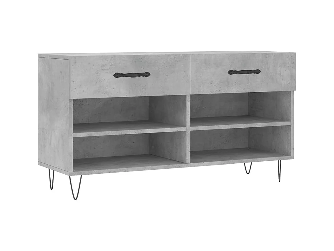 Banc à chaussures gris béton 102x35x55 cm bois d'ingénierie