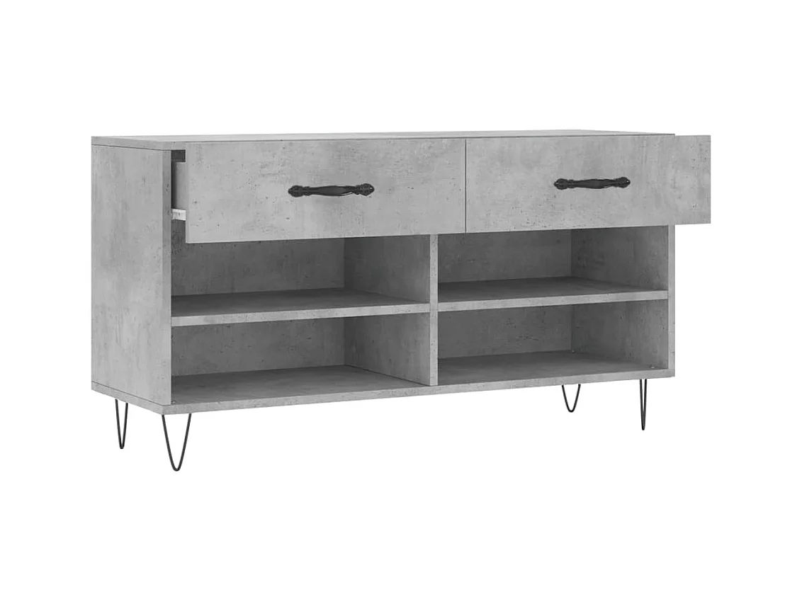 Banc à chaussures gris béton 102x35x55 cm bois d'ingénierie